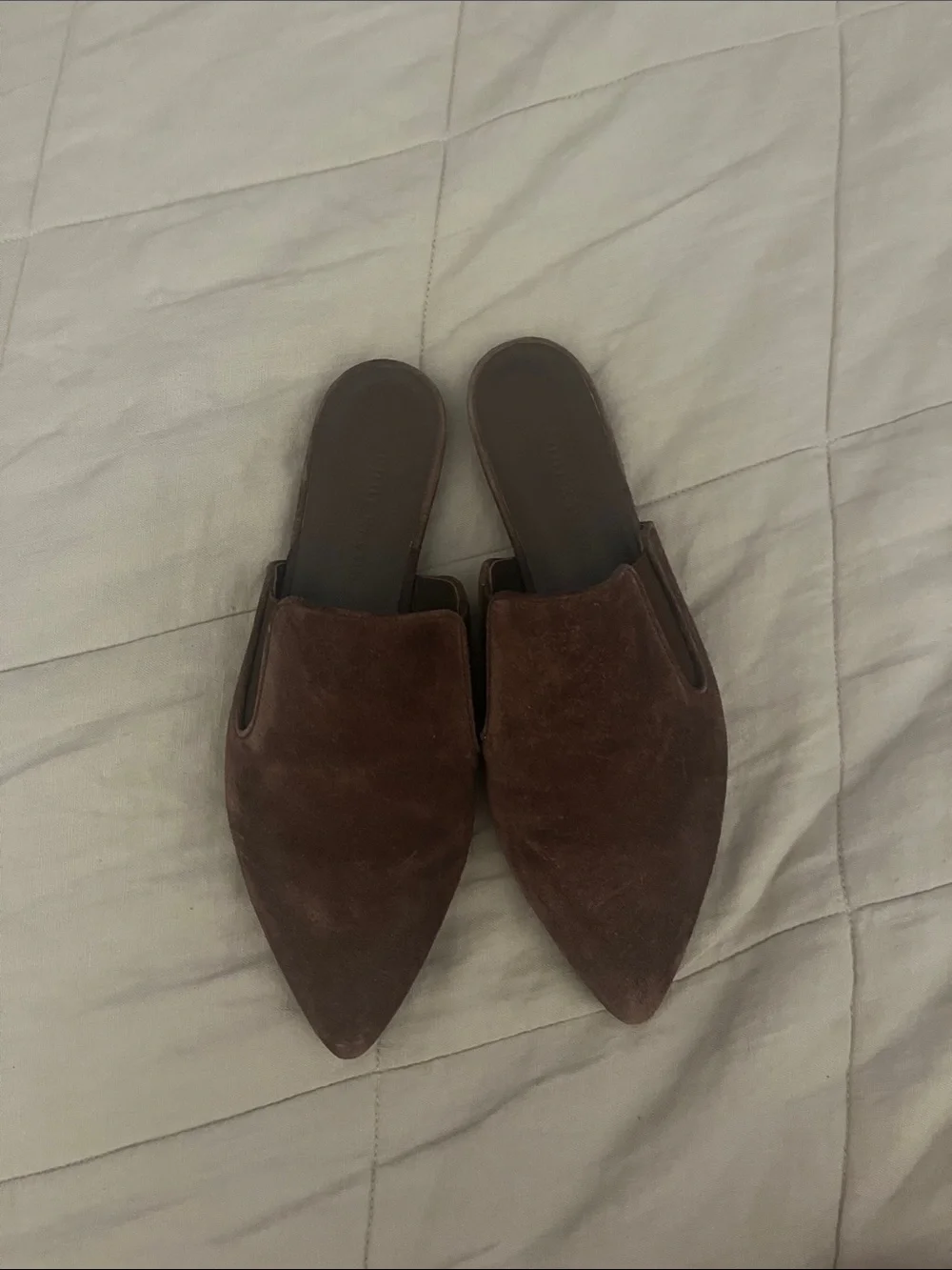 Jenni Kayne Brown Suede Pointed Toe Loafer Mules